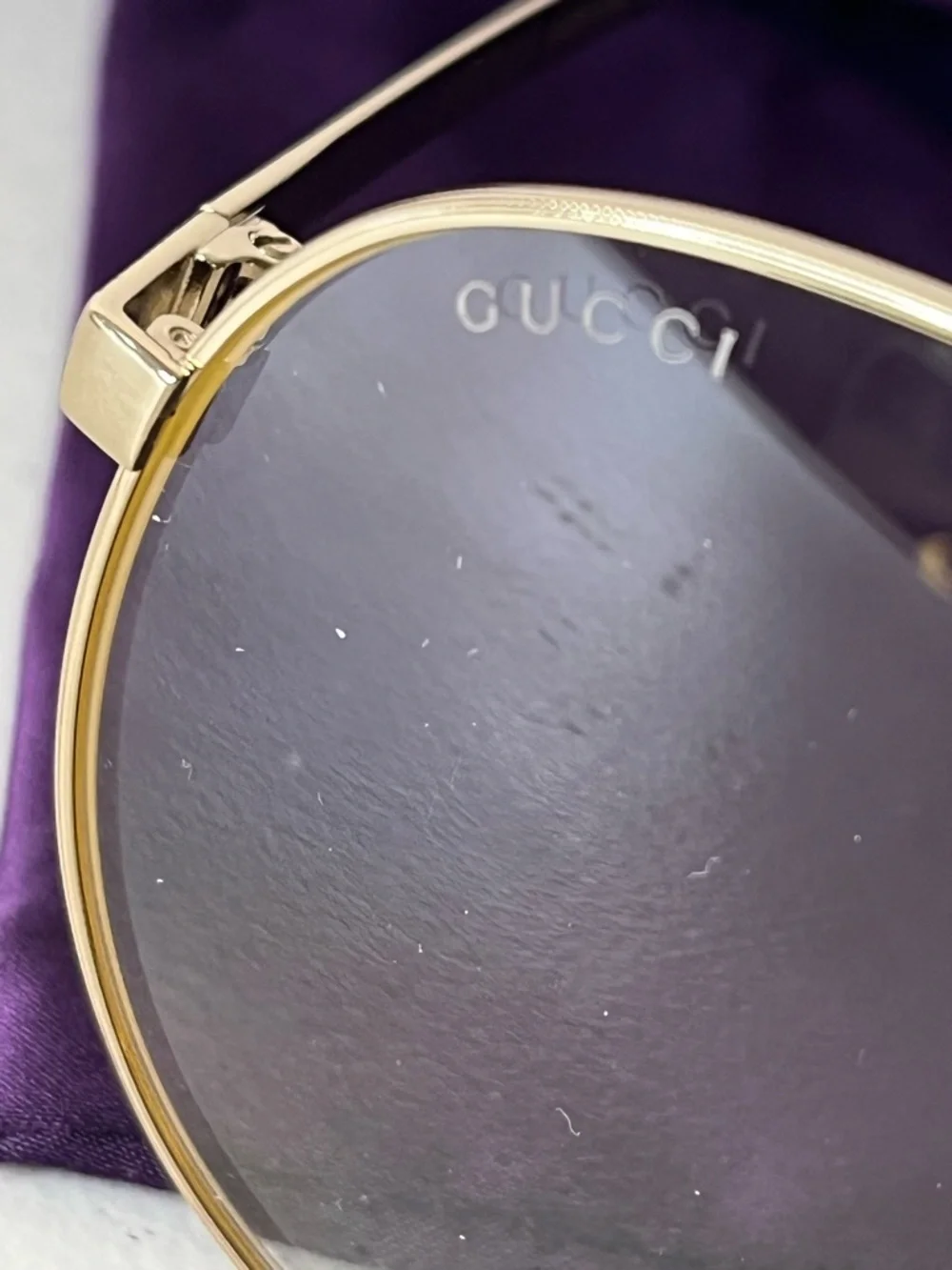 Gucci Gold Metal Aviator prescription eyeglasses with Gray Lenses Gucci logos